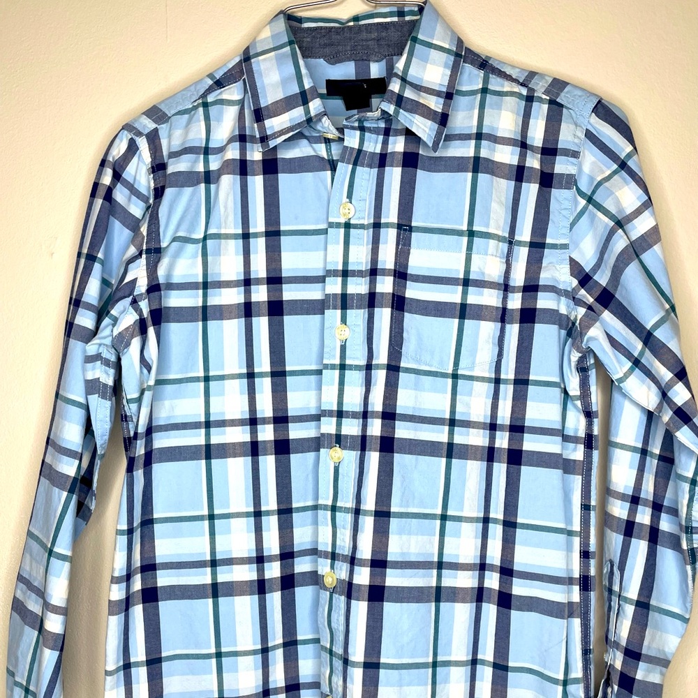 Boys Blue Plaid Button Down Shirt